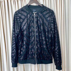 Torrid Black Sequin Bomber Jacket  Large